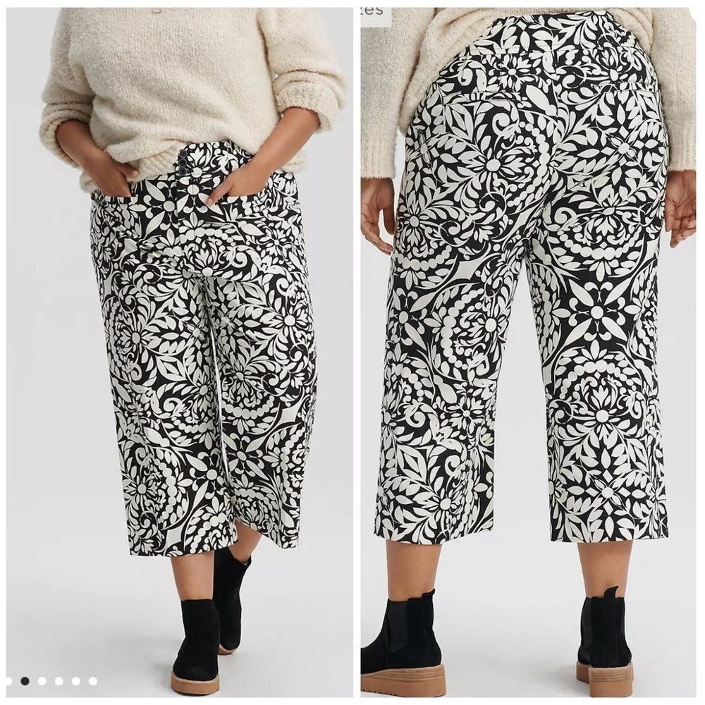 Anthropologie Maeve Olive Cropped Flare Pant Size 12 *READ*